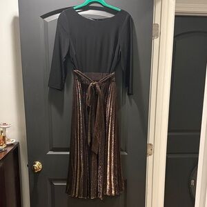 Elegant Black and Bronze Metallic Dress